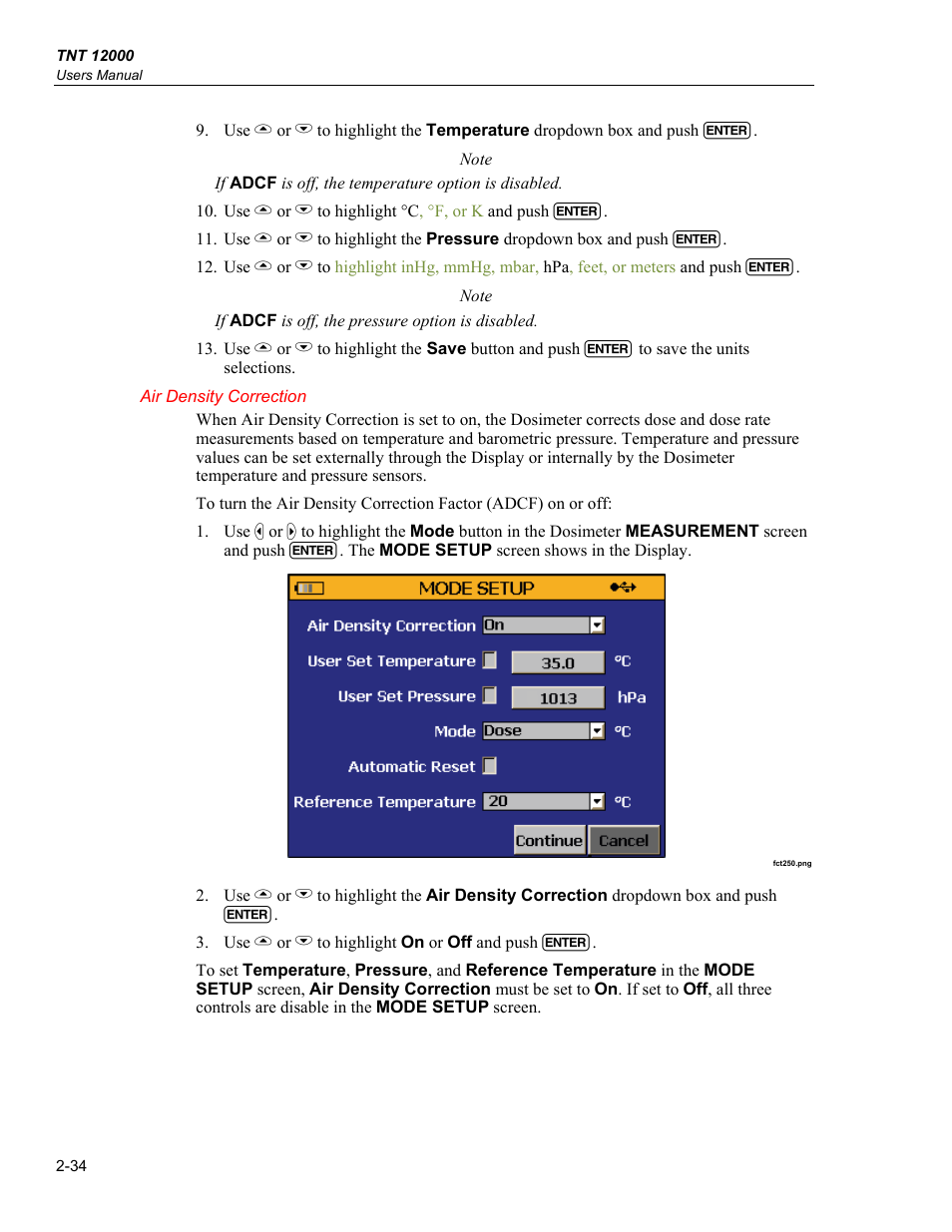 Air density correction | Fluke Biomedical TNT 12000 User Manual | Page 62 / 138