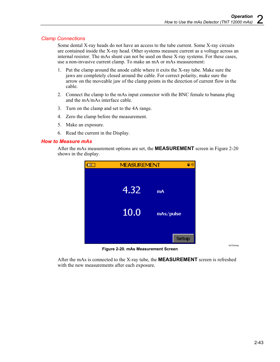 Clamp connections, How to measure mas | Fluke Biomedical TNT 12000 User Manual | Page 71 / 138