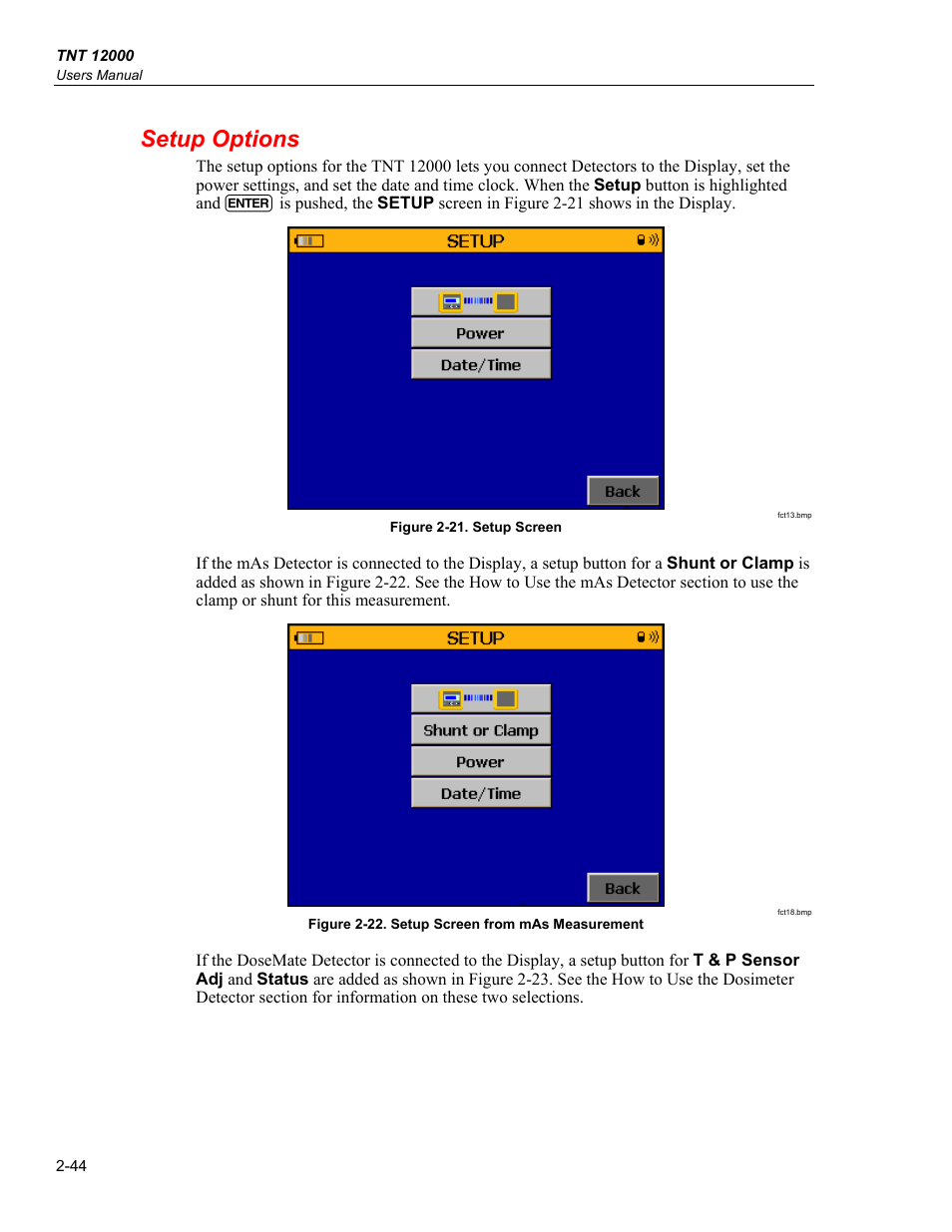 Setup options | Fluke Biomedical TNT 12000 User Manual | Page 72 / 138