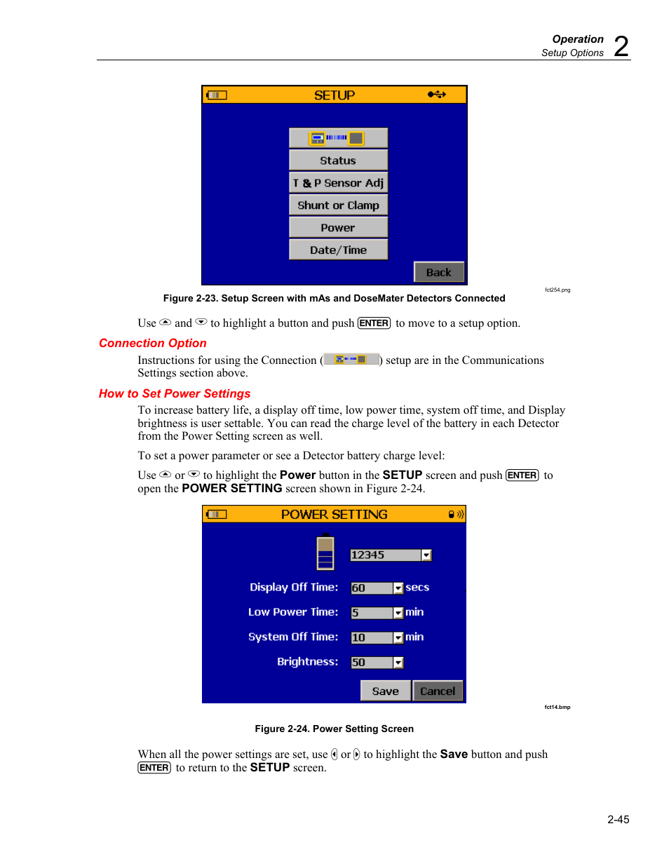 Connection option, How to set power settings | Fluke Biomedical TNT 12000 User Manual | Page 73 / 138