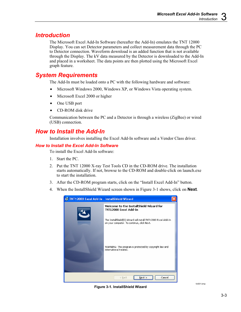 Introduction, System requirements, How to install the add-in | How to install the excel add-in software | Fluke Biomedical TNT 12000 User Manual | Page 79 / 138