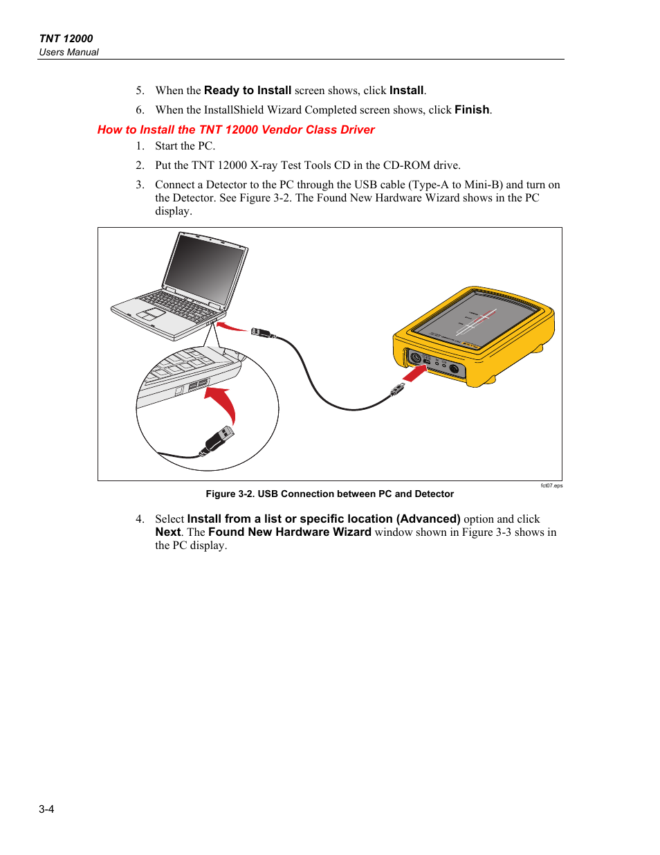 How to install the tnt 12000 vendor class driver | Fluke Biomedical TNT 12000 User Manual | Page 80 / 138
