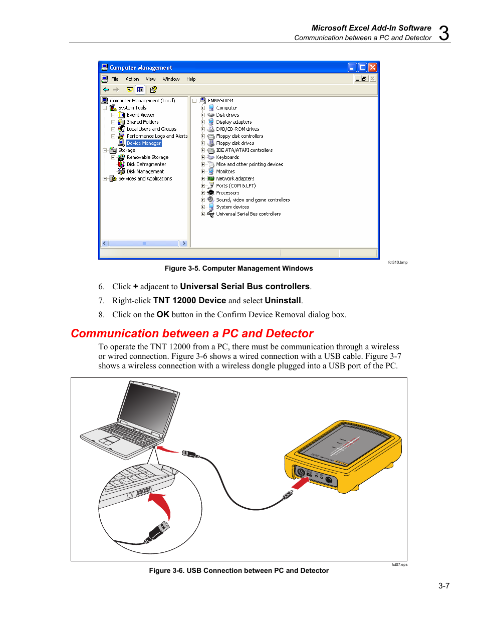 Communication between a pc and detector | Fluke Biomedical TNT 12000 User Manual | Page 83 / 138