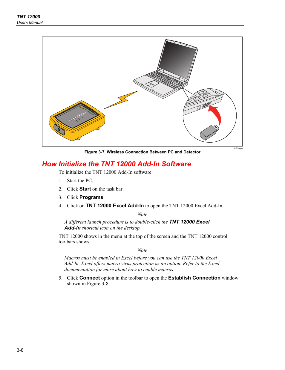 How initialize the tnt 12000 add-in software | Fluke Biomedical TNT 12000 User Manual | Page 84 / 138