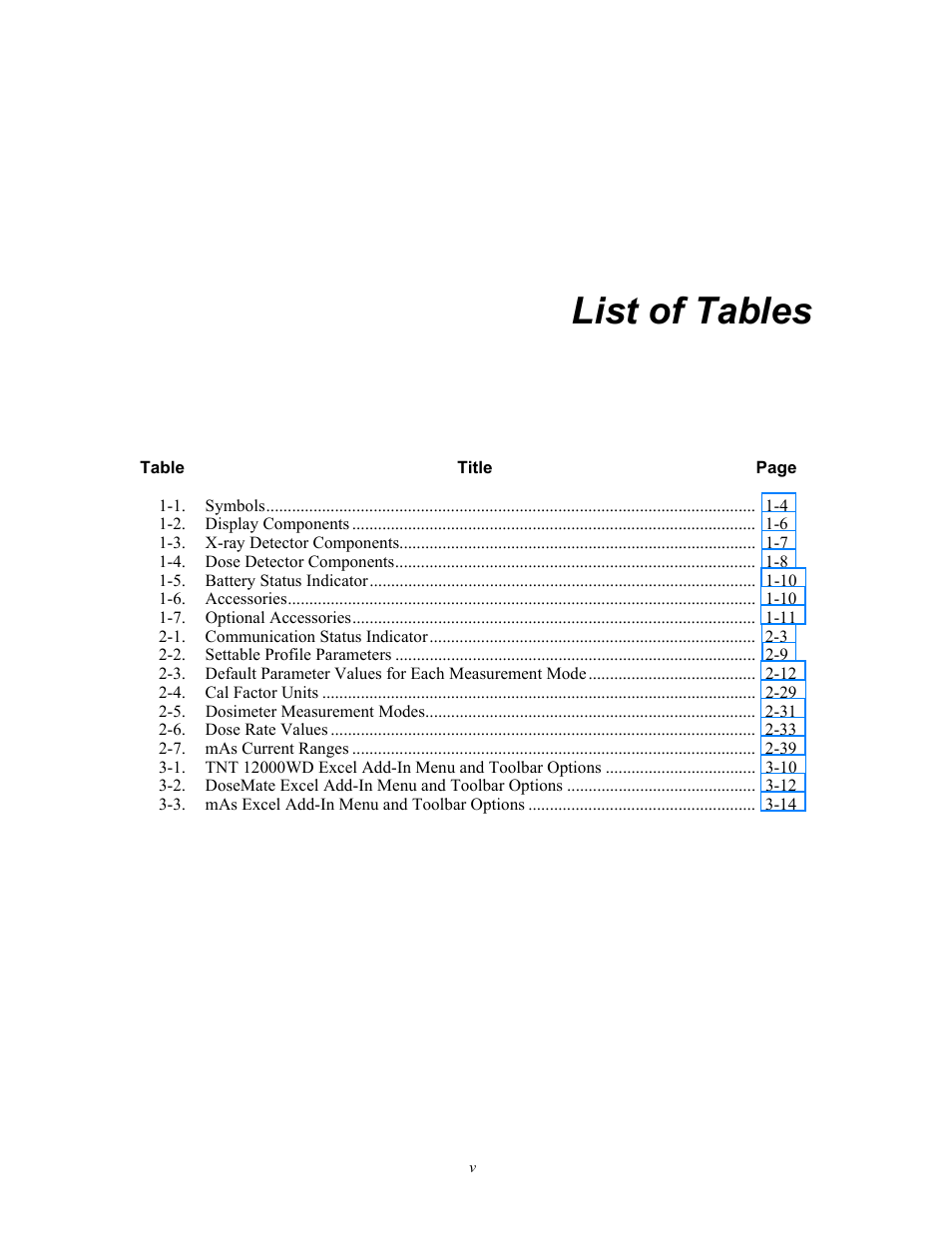 List of tables | Fluke Biomedical TNT 12000 User Manual | Page 9 / 138