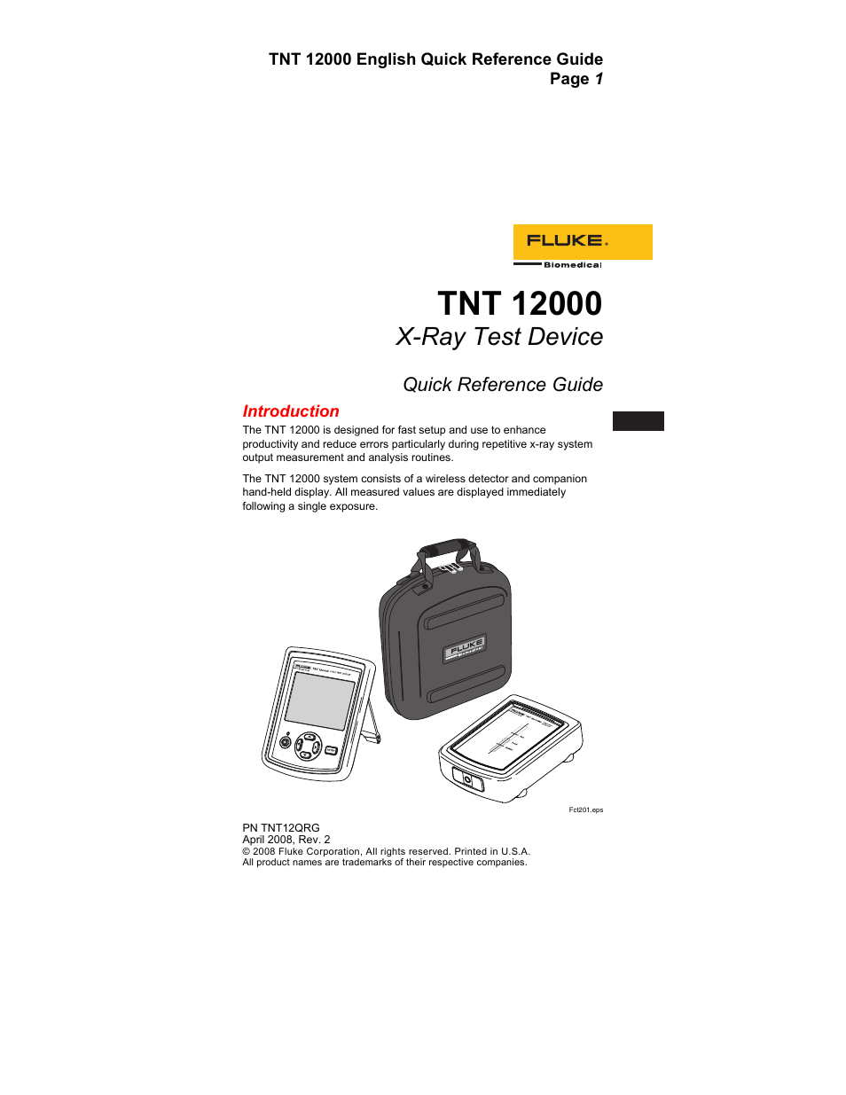 Fluke Biomedical TNT 12000 Quick Start User Manual | 4 pages