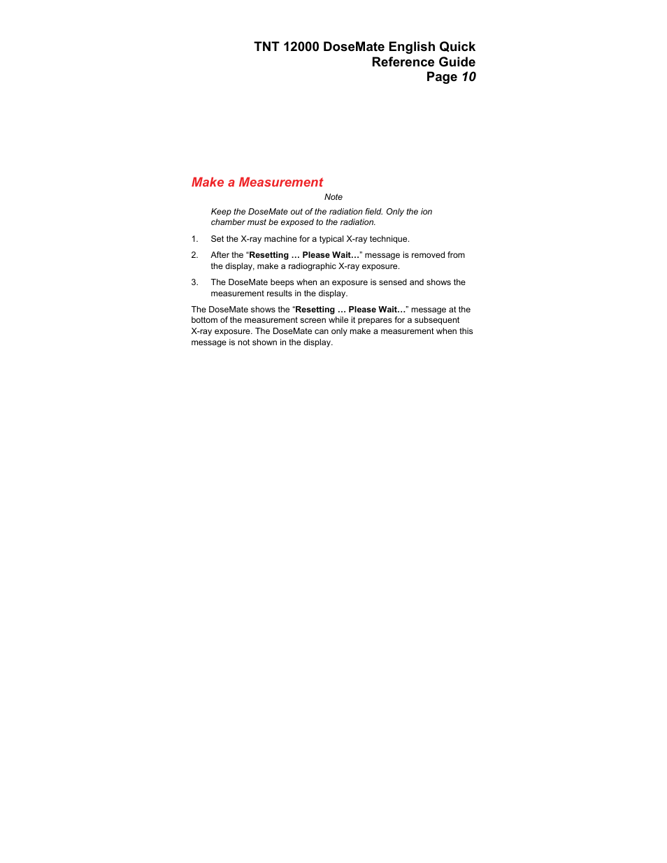 Make a measurement | Fluke Biomedical TNT 12000 DoseMate User Manual | Page 8 / 8