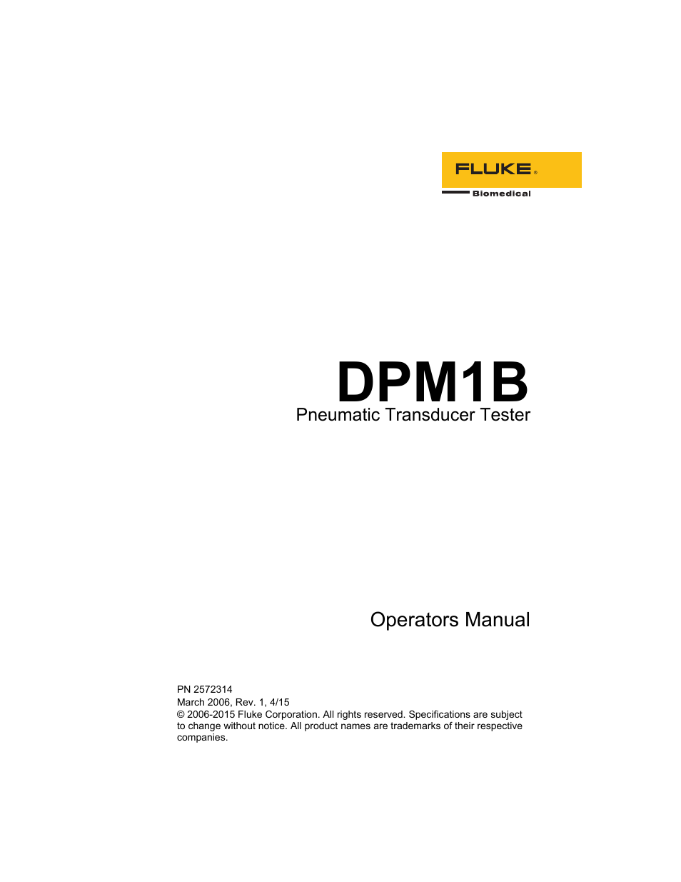 Fluke Biomedical DPM1B User Manual | 24 pages