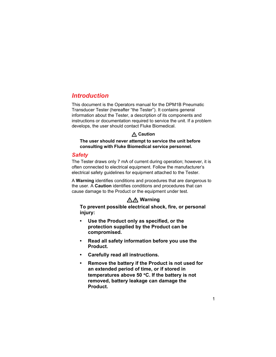 Introduction, Safety | Fluke Biomedical DPM1B User Manual | Page 11 / 24