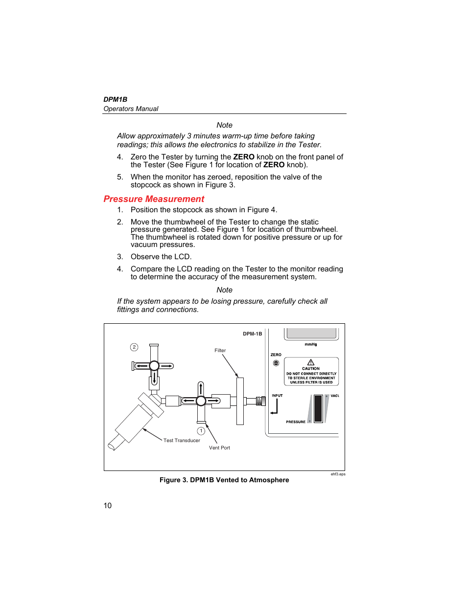 Pressure measurement | Fluke Biomedical DPM1B User Manual | Page 20 / 24