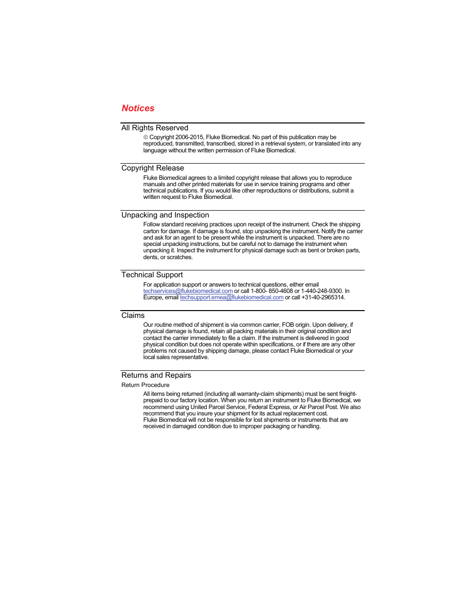 Notices | Fluke Biomedical DPM1B User Manual | Page 3 / 24