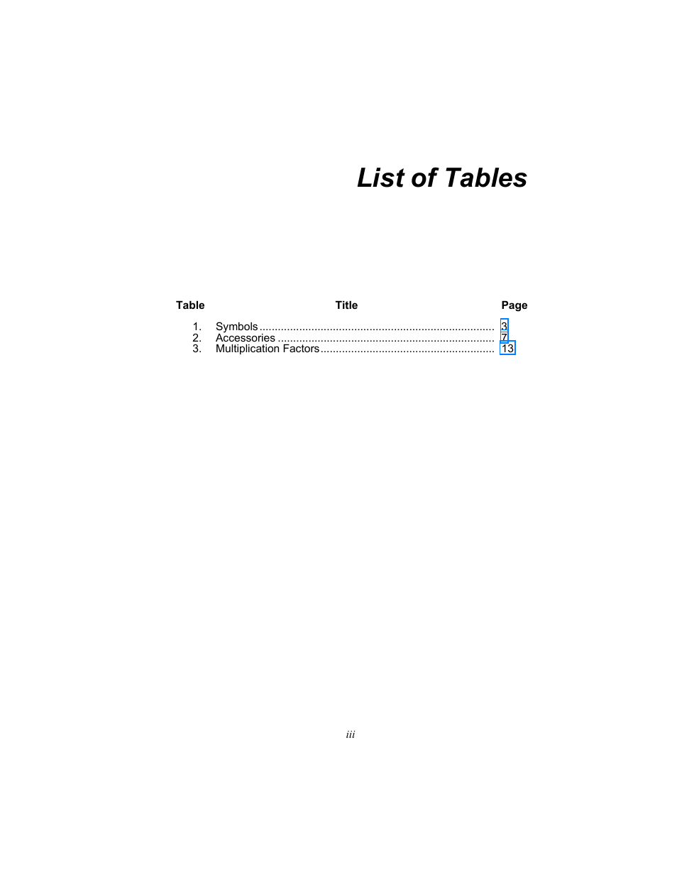 List of tables | Fluke Biomedical DPM1B User Manual | Page 7 / 24
