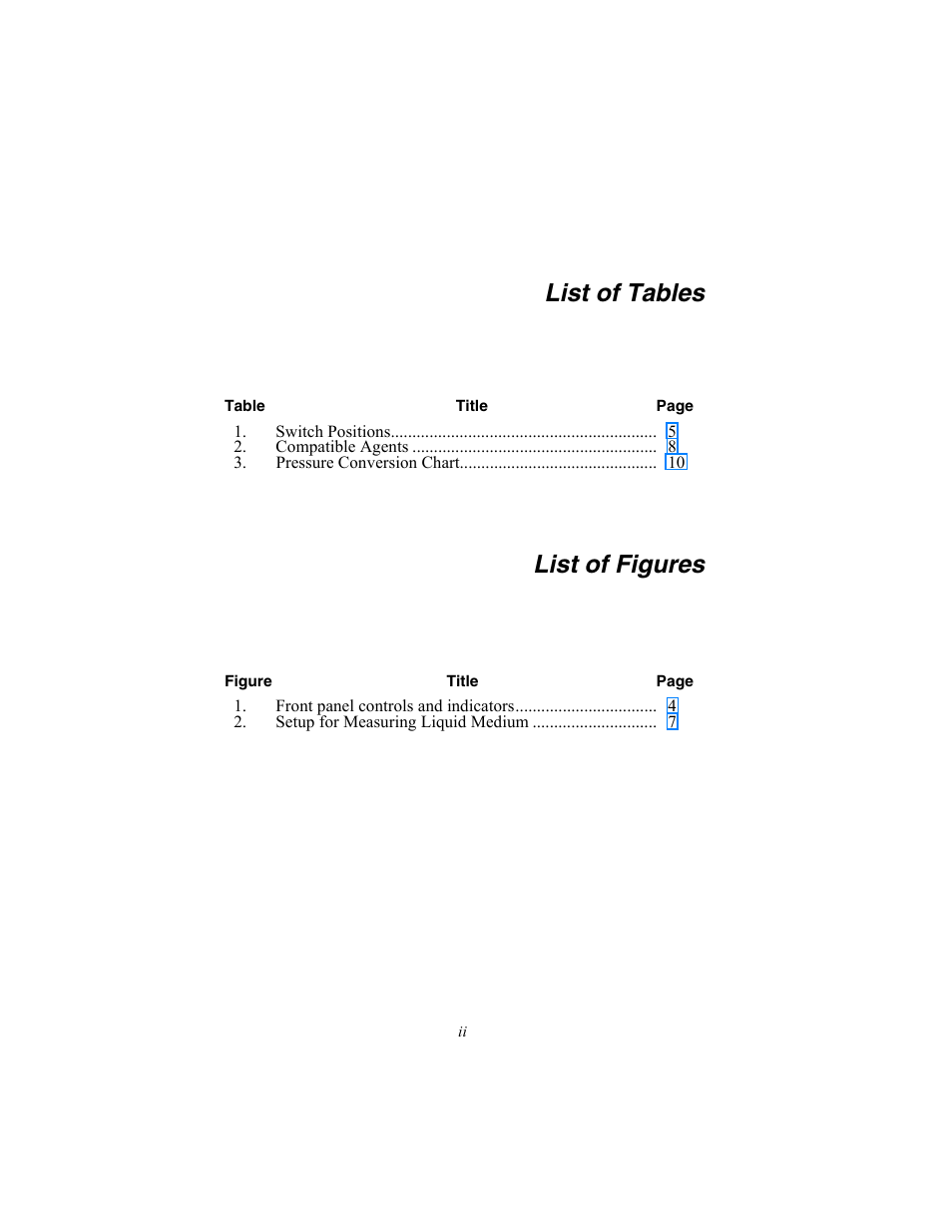 List of tables, List of figures | Fluke Biomedical DPM2 Plus User Manual | Page 6 / 18