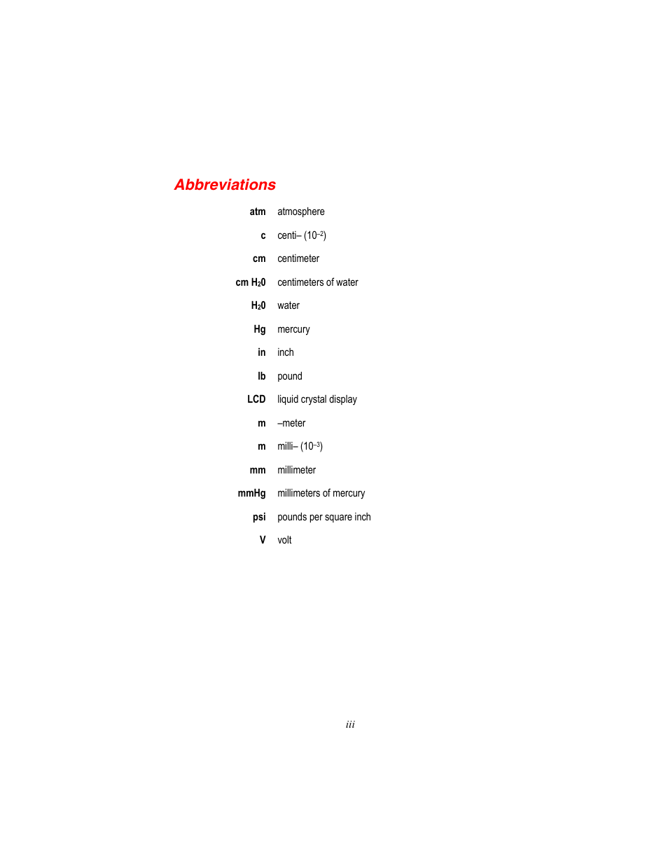 Abbreviations | Fluke Biomedical DPM2 Plus User Manual | Page 7 / 18