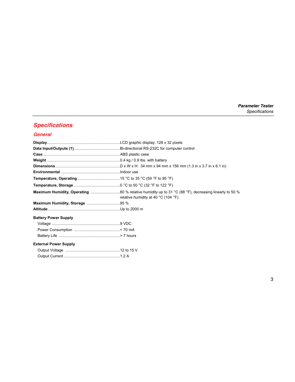 Specifications, General | Fluke Biomedical DPM4 User Manual | Page 11 / 24