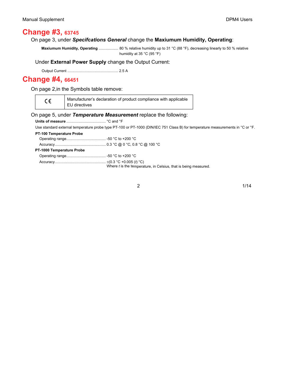 Change #3, Change #4 | Fluke Biomedical DPM4 Supplement User Manual | Page 3 / 3