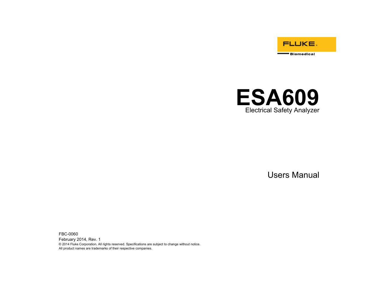 Fluke Biomedical ESA609 User Manual | 42 pages