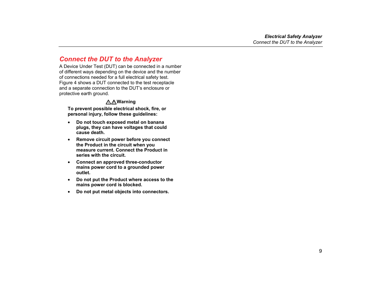 Connect the dut to the analyzer | Fluke Biomedical ESA609 User Manual | Page 21 / 42