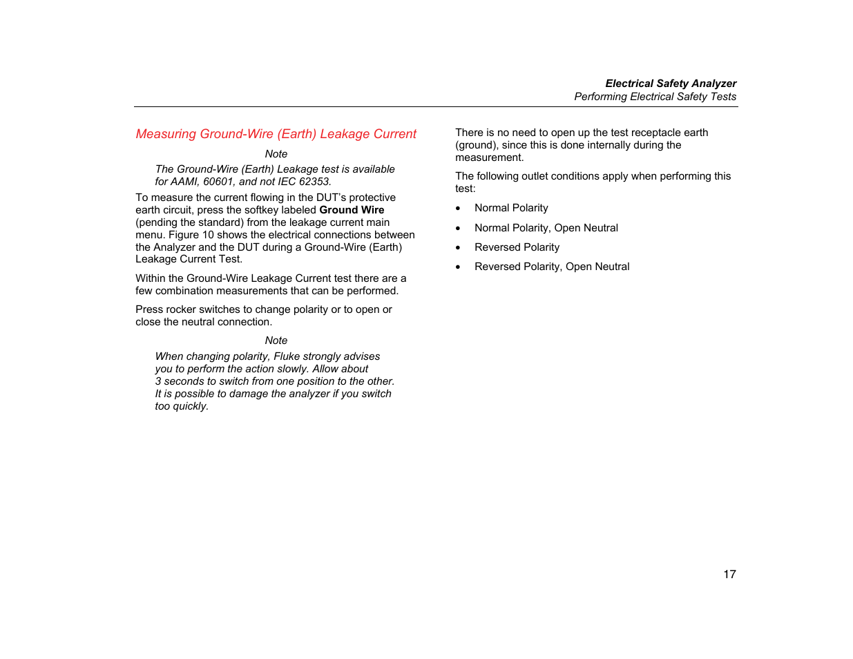Measuring ground-wire (earth) leakage current | Fluke Biomedical ESA609 User Manual | Page 29 / 42