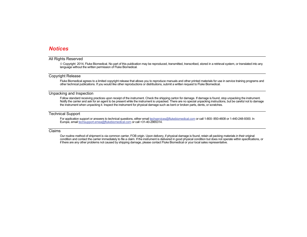 Notices | Fluke Biomedical ESA609 User Manual | Page 3 / 42