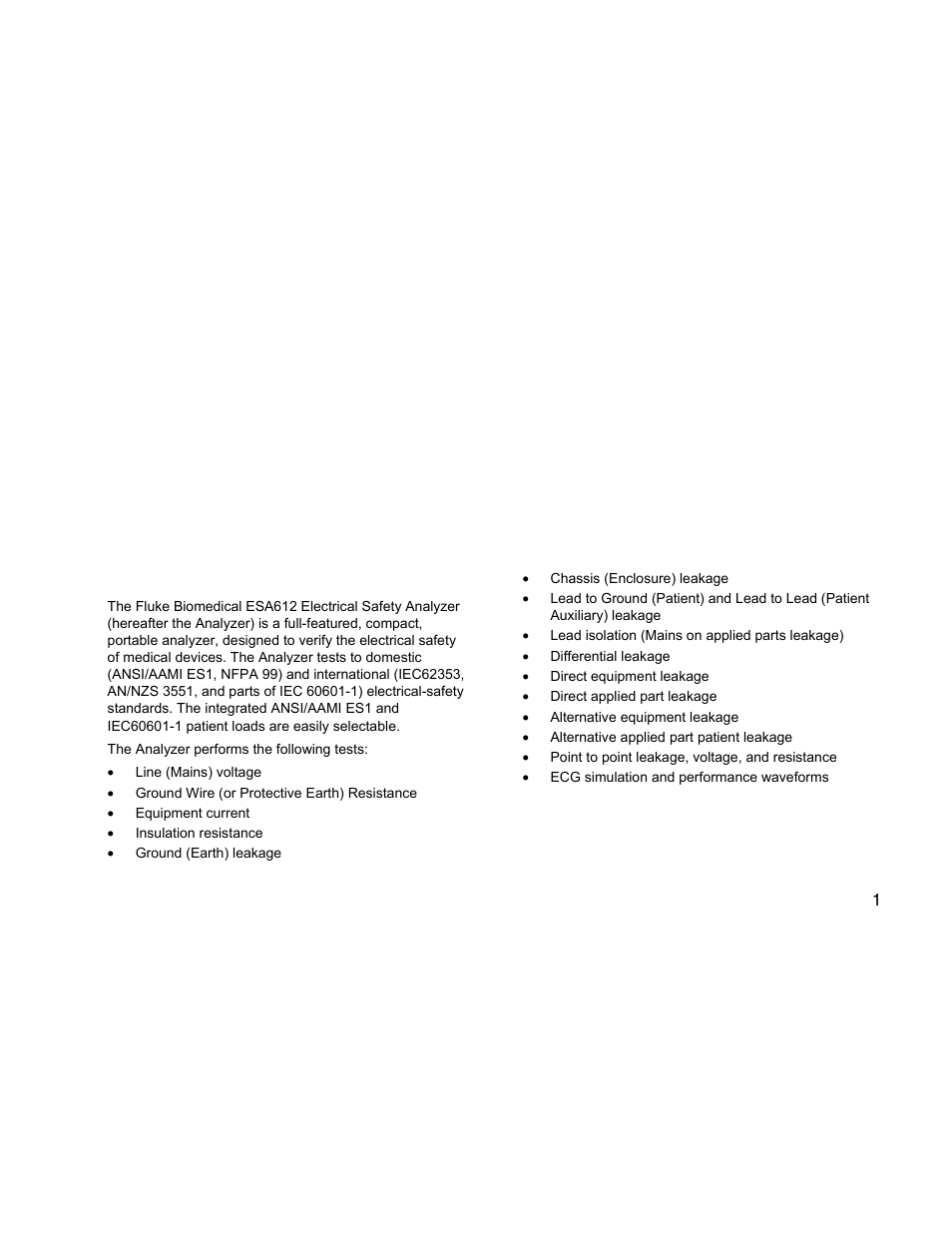 Introduction, Electrical safety analyzer | Fluke Biomedical ESA612 User Manual | Page 15 / 88