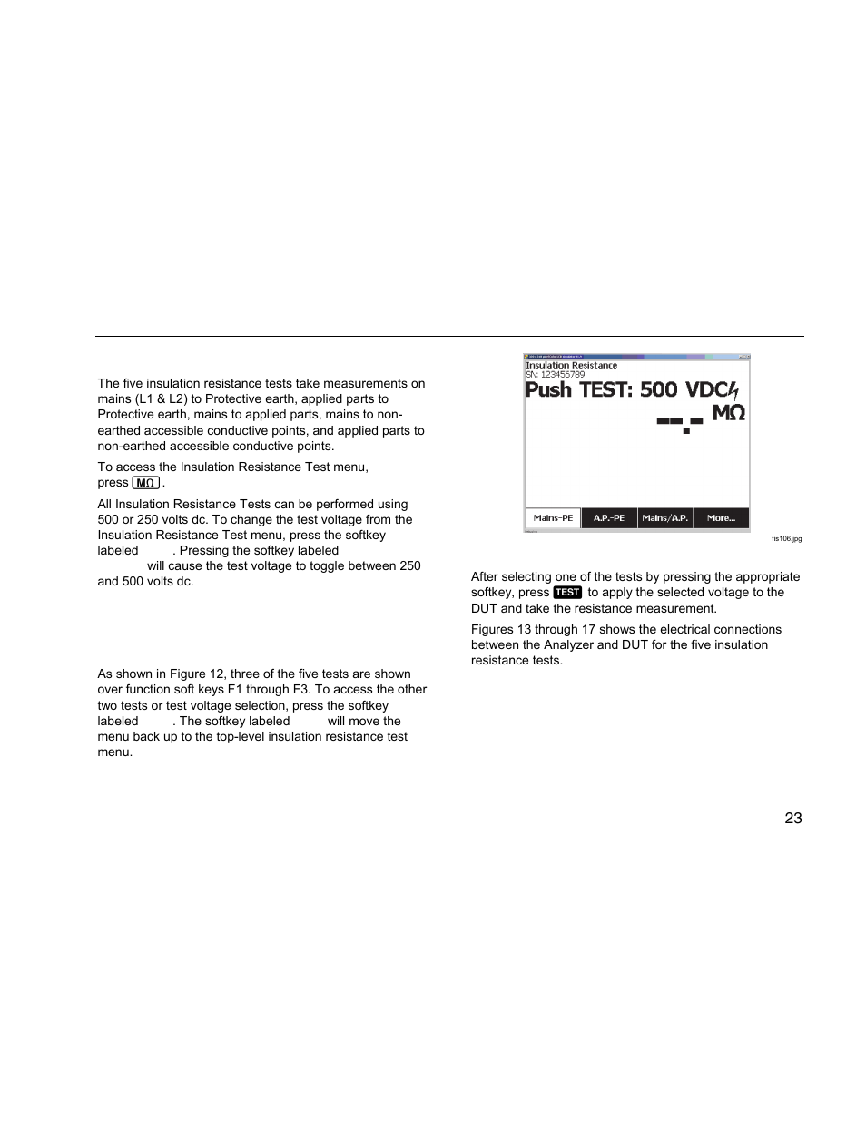 Performing an insulation resistance test | Fluke Biomedical ESA612 User Manual | Page 37 / 88