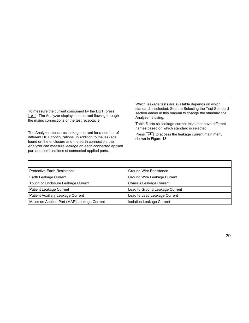 Performing a current consumption test, Performing leakage current tests | Fluke Biomedical ESA612 User Manual | Page 43 / 88