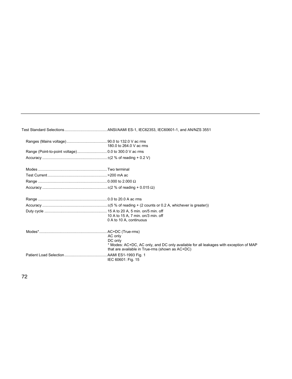 Detailed specifications | Fluke Biomedical ESA612 User Manual | Page 86 / 88