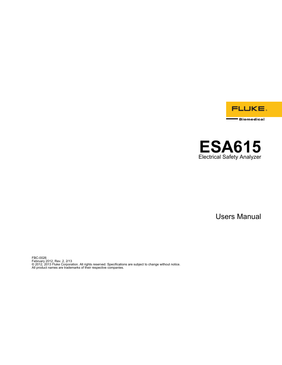 Fluke Biomedical ESA615 User Manual | 96 pages