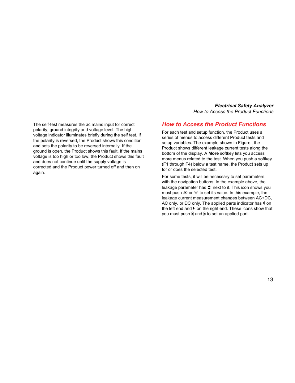 How to access the product functions | Fluke Biomedical ESA615 User Manual | Page 27 / 96