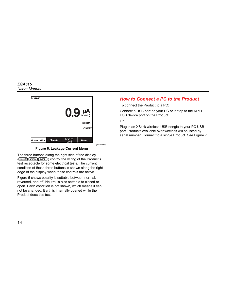 How to connect a pc to the product | Fluke Biomedical ESA615 User Manual | Page 28 / 96