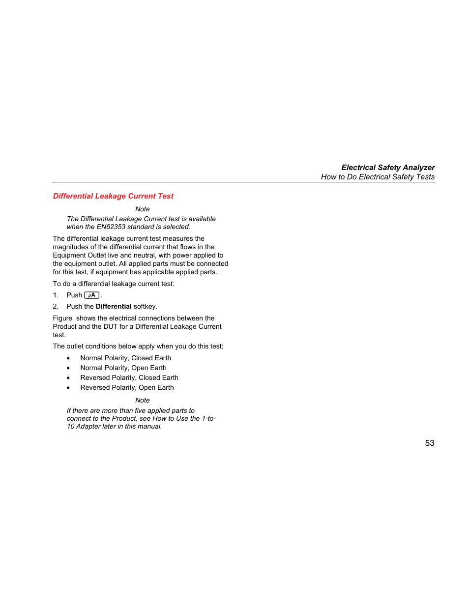 Differential leakage current test | Fluke Biomedical ESA615 User Manual | Page 67 / 96