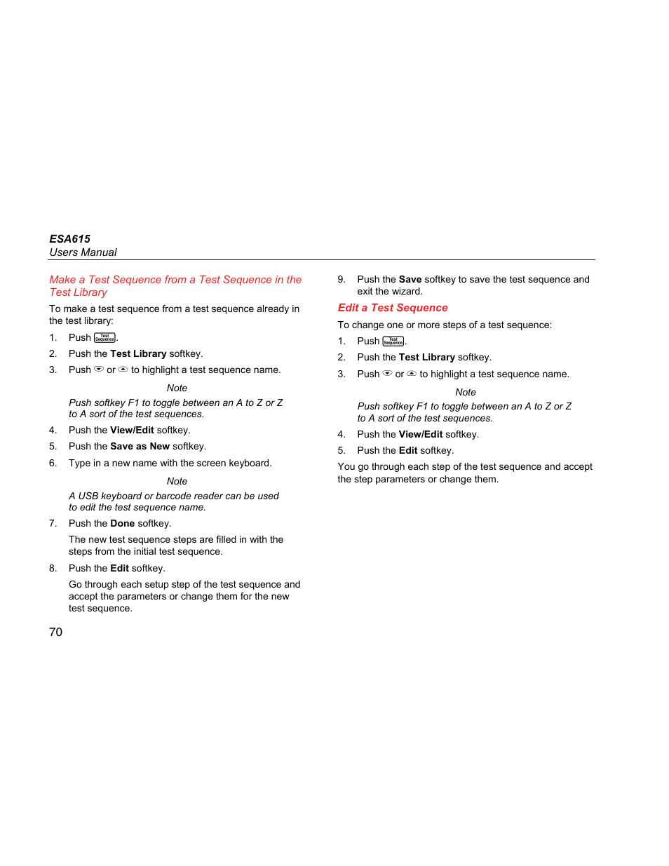 Edit a test sequence | Fluke Biomedical ESA615 User Manual | Page 84 / 96