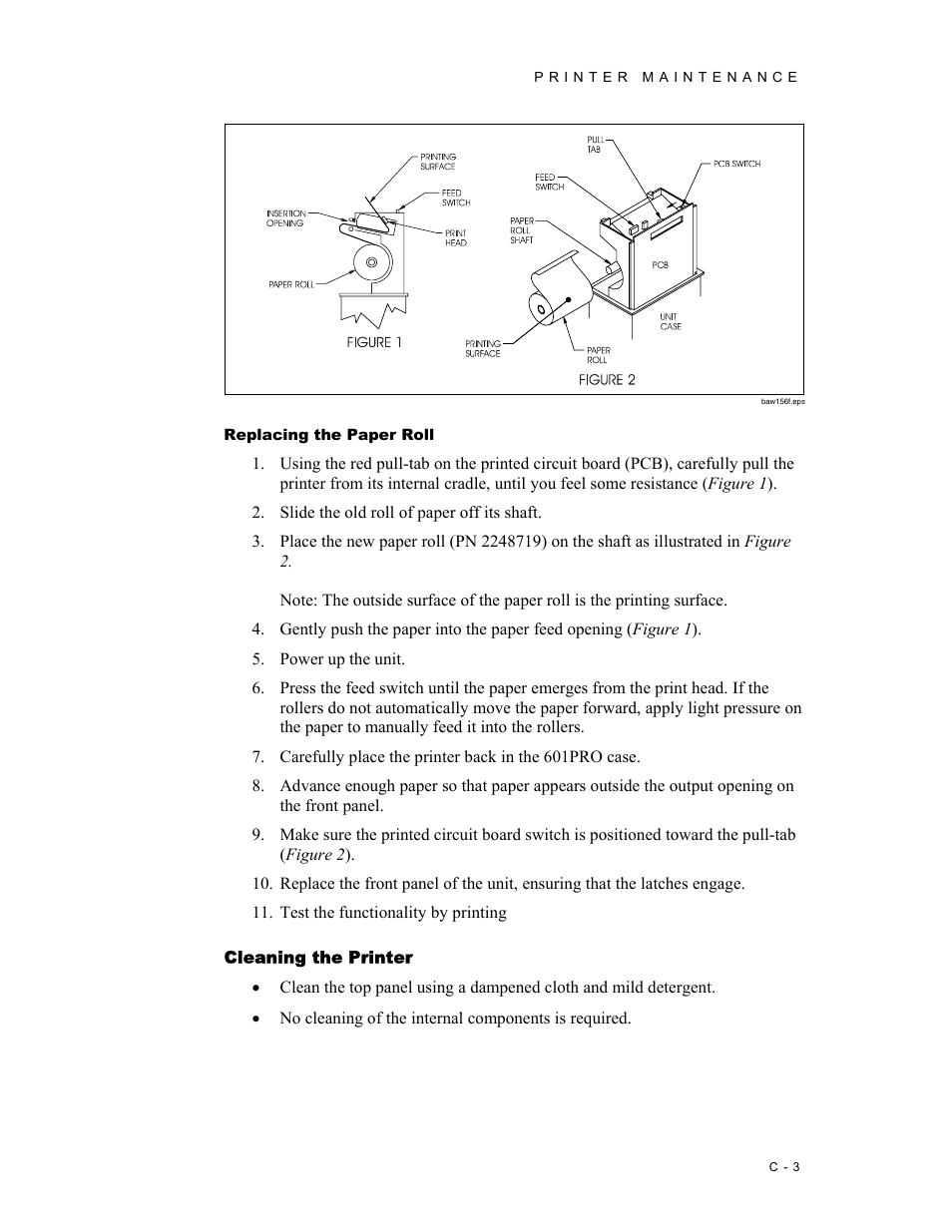 Replacing the paper roll, Cleaning the printer | Fluke Biomedical 601PRO XL User Manual | Page 179 / 186