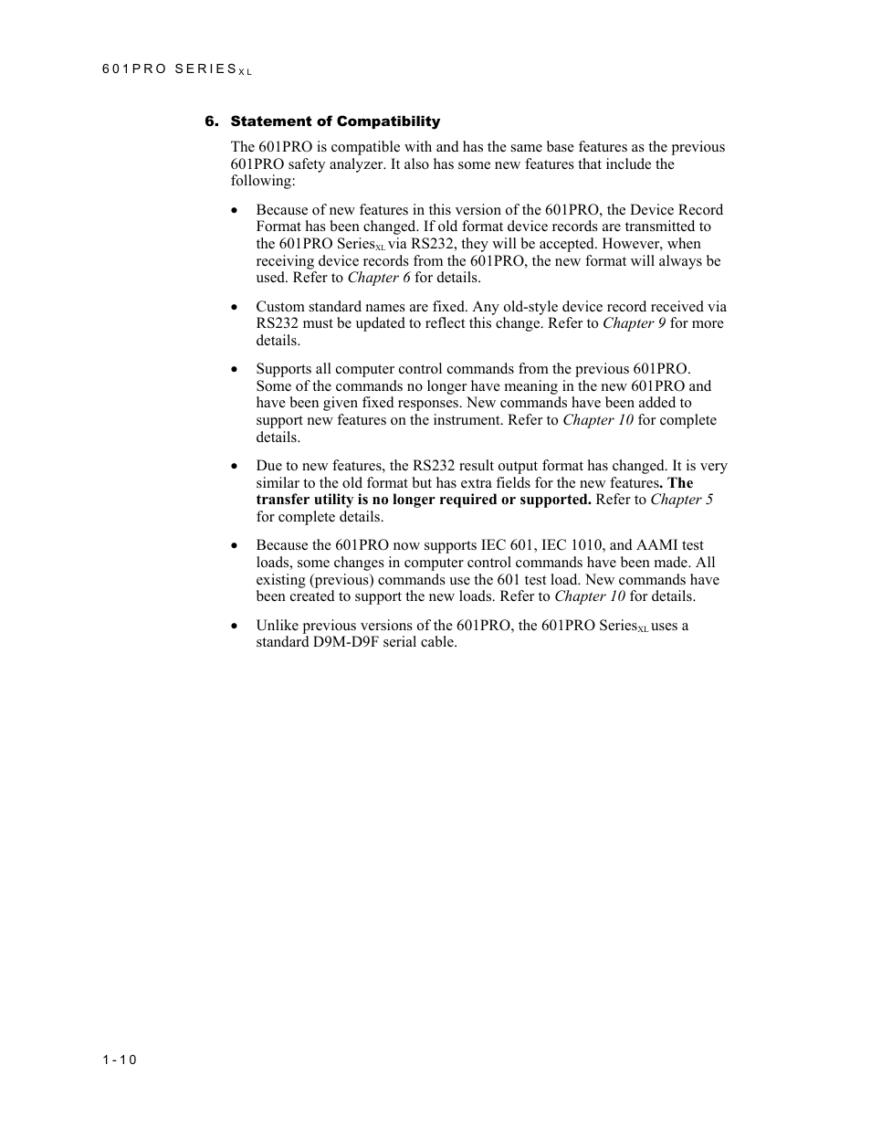 Statement of compatibility | Fluke Biomedical 601PRO XL User Manual | Page 24 / 186