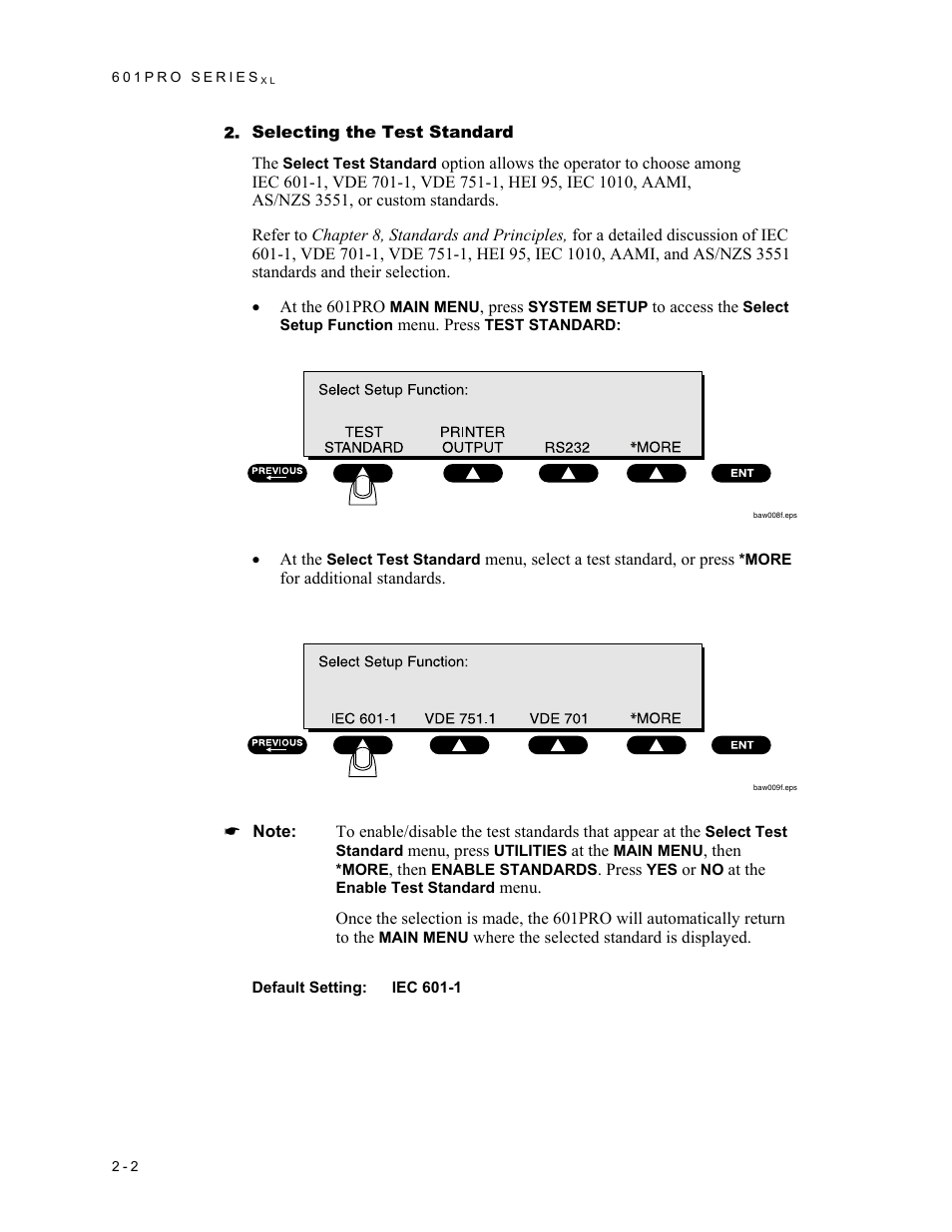 Selecting the test standard | Fluke Biomedical 601PRO XL User Manual | Page 26 / 186
