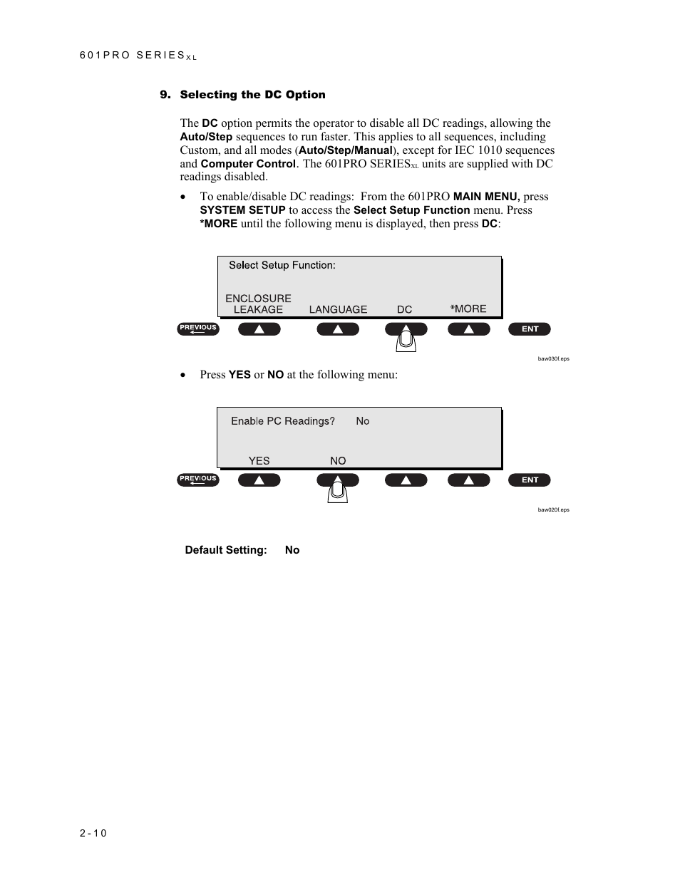 Selecting the dc option | Fluke Biomedical 601PRO XL User Manual | Page 34 / 186