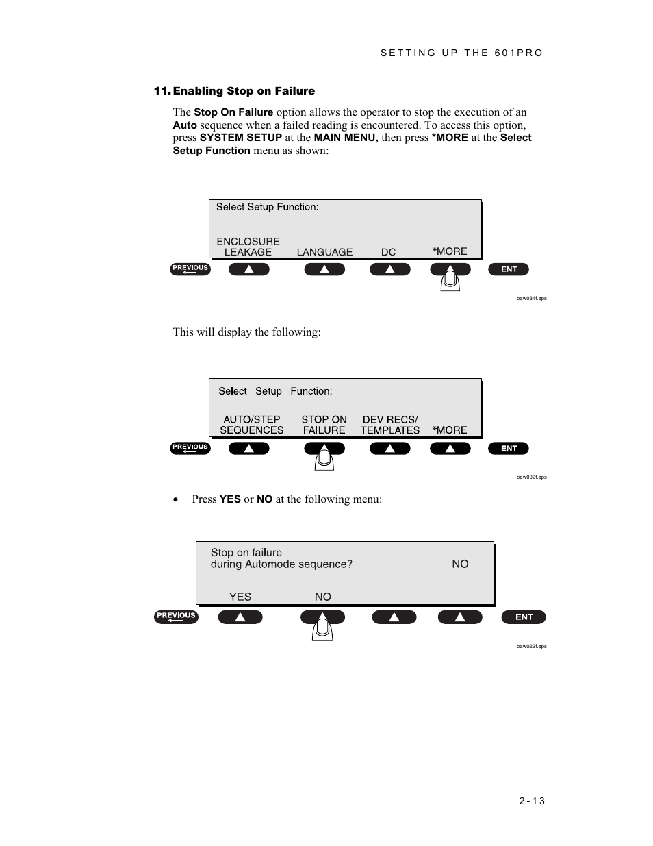Enabling stop on failure | Fluke Biomedical 601PRO XL User Manual | Page 37 / 186