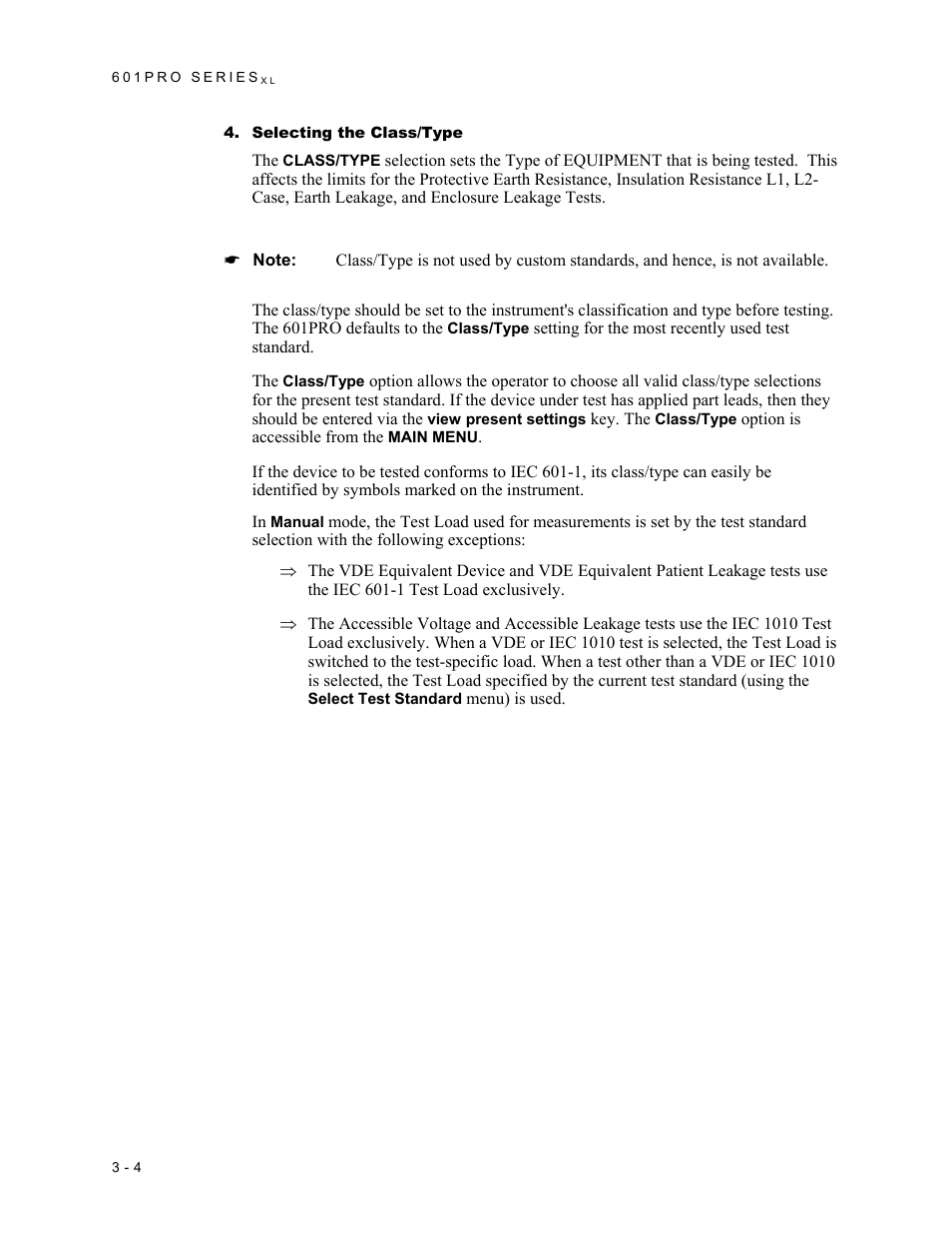 Selecting the class/type | Fluke Biomedical 601PRO XL User Manual | Page 44 / 186