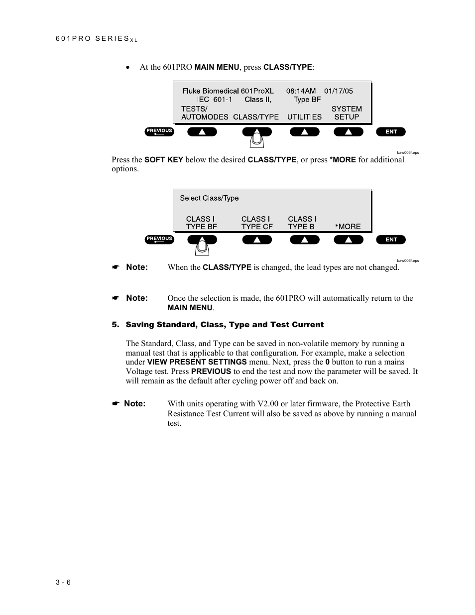 Saving standard, class, type and test current | Fluke Biomedical 601PRO XL User Manual | Page 46 / 186