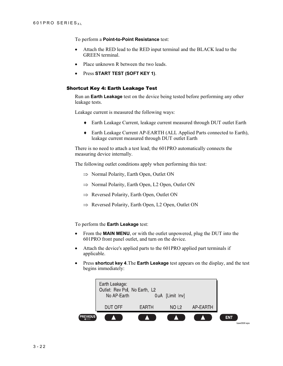 Shortcut key 4: earth leakage test | Fluke Biomedical 601PRO XL User Manual | Page 62 / 186