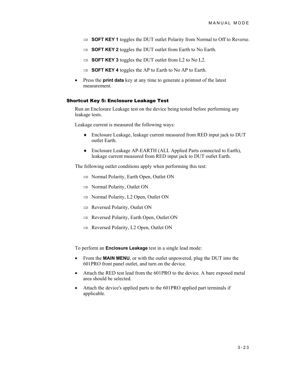 Shortcut key 5: enclosure leakage test | Fluke Biomedical 601PRO XL User Manual | Page 63 / 186