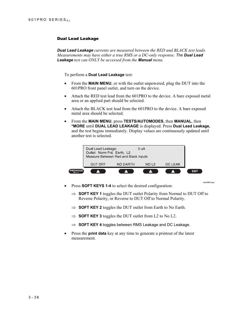 Dual lead leakage | Fluke Biomedical 601PRO XL User Manual | Page 76 / 186