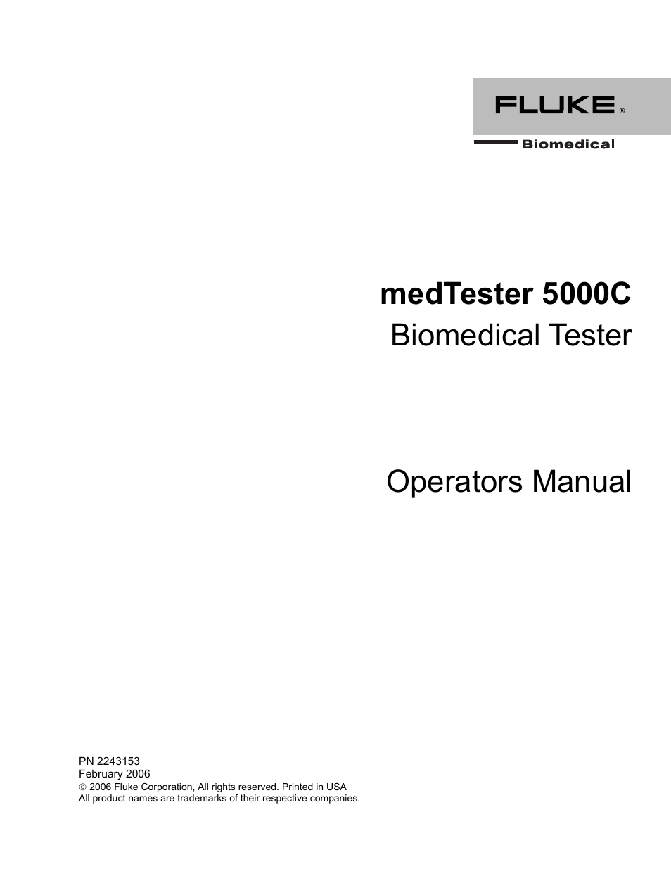 Fluke Biomedical medTester 5000C User Manual | 292 pages