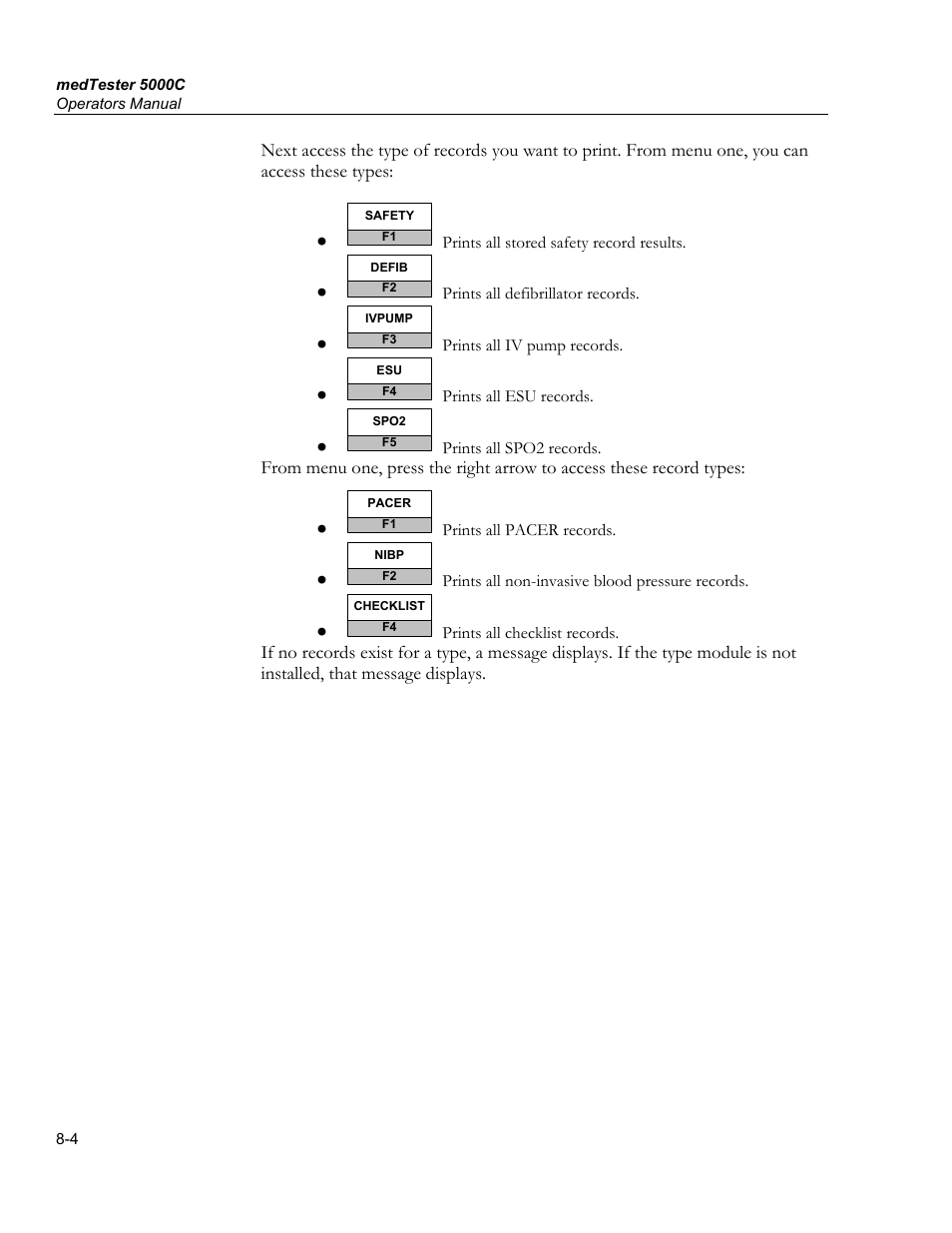 Searching for records with test failures, Printing checklists | Fluke Biomedical medTester 5000C User Manual | Page 118 / 292
