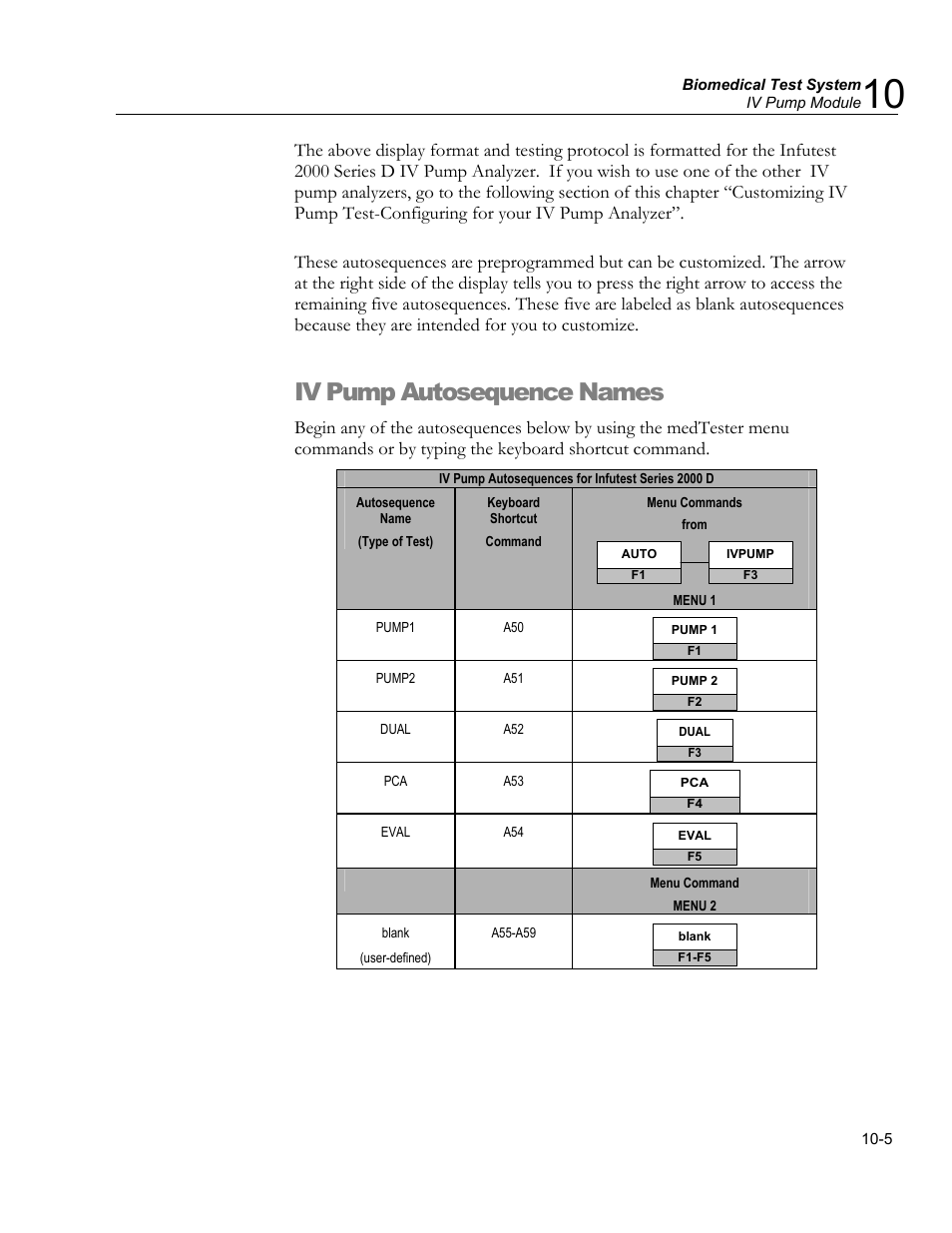 Iv pump autosequence names | Fluke Biomedical medTester 5000C User Manual | Page 143 / 292