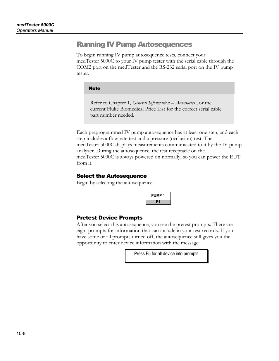 Pca test, Running iv pump autosequences | Fluke Biomedical medTester 5000C User Manual | Page 146 / 292