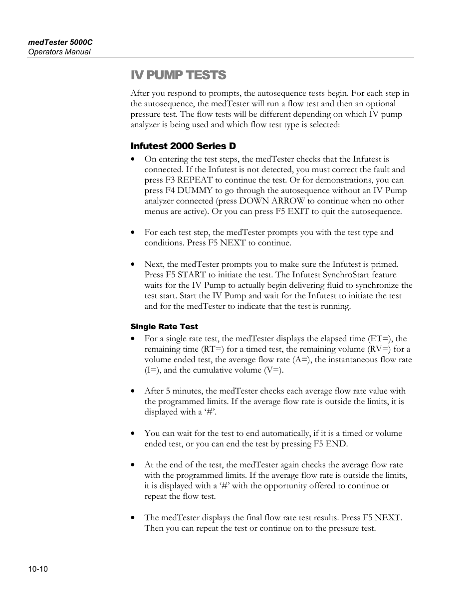 Ida 4 plus, Iv pump tests | Fluke Biomedical medTester 5000C User Manual | Page 148 / 292