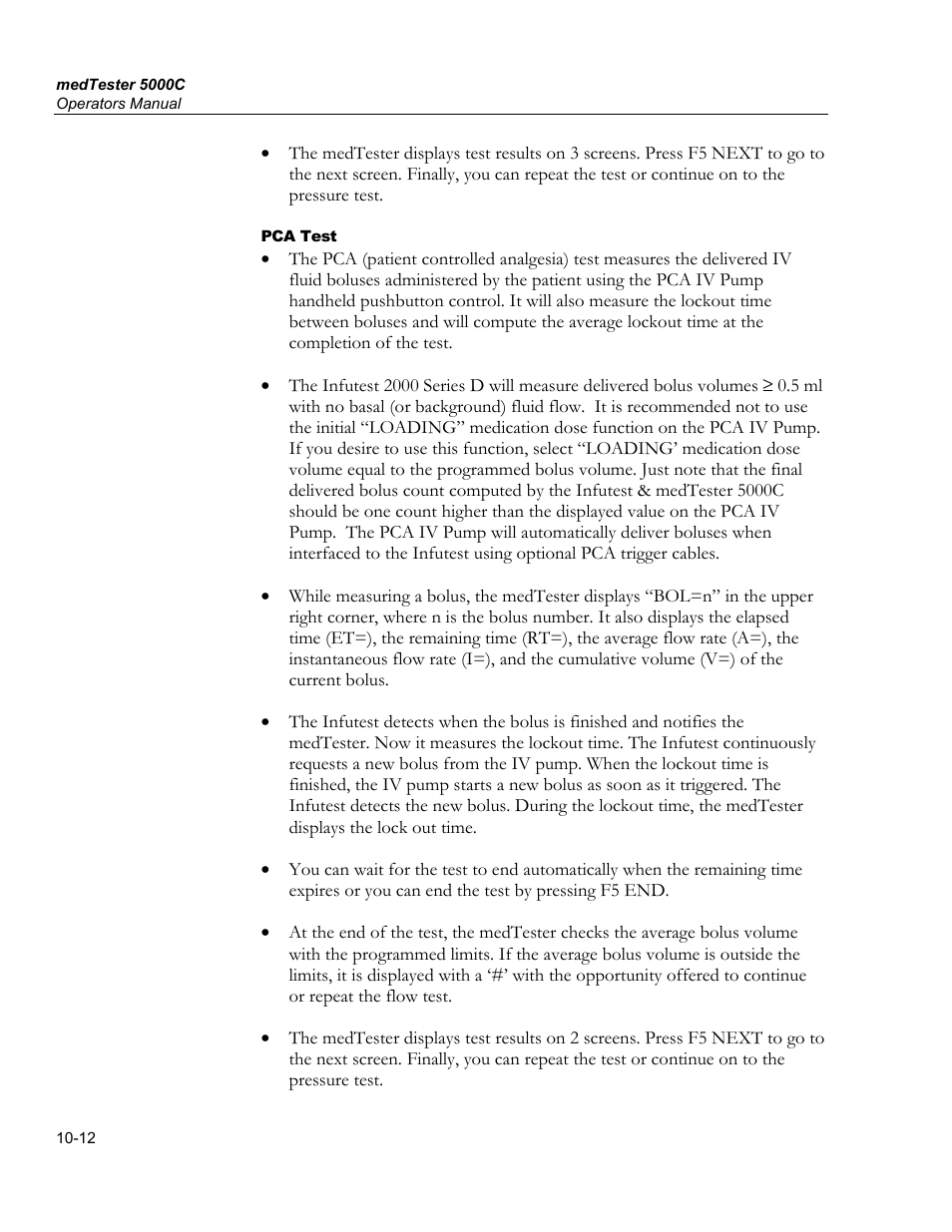Pca test | Fluke Biomedical medTester 5000C User Manual | Page 150 / 292