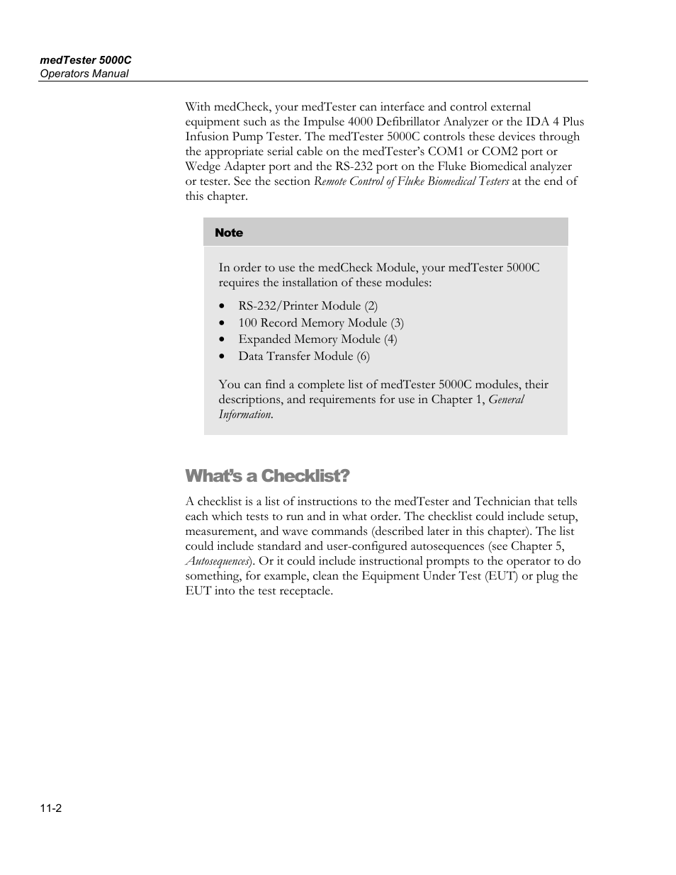 You™ve made a checklistšnow what, Running checklists in medtester€5000c, What’s a checklist | Fluke Biomedical medTester 5000C User Manual | Page 166 / 292